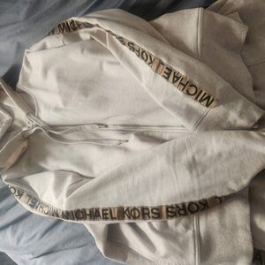 Michael Kors Beige Hoodie with Logo Trim